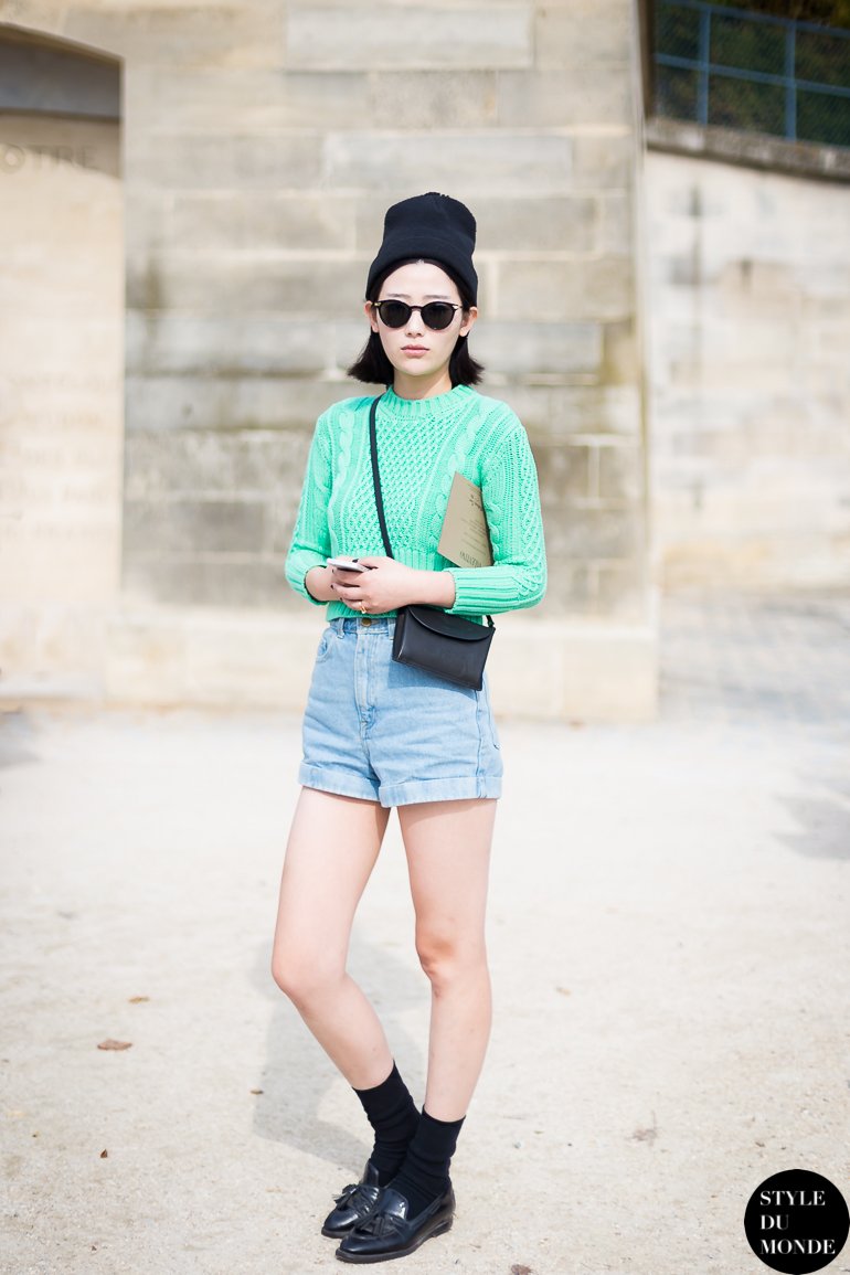 Mint plus denim Street Style Street Fashion by STYLEDUMONDE Street Style Street Fashion blog