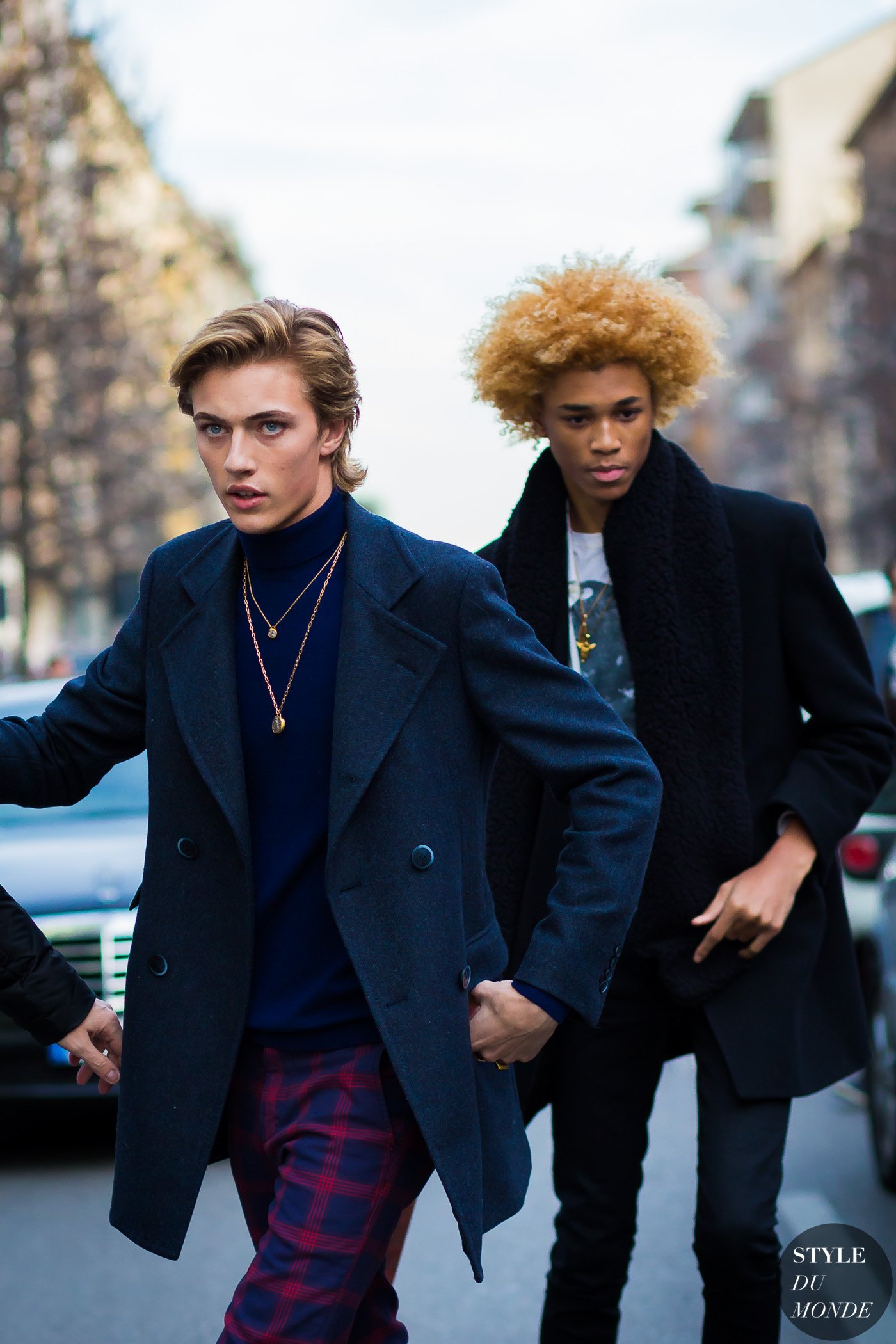 Lucky Blue Smith and Michael Lockley Street Style Street Fashion Streetsnaps by STYLEDUMONDE Street Style Fashion Photography