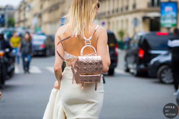 Elena Perminova with Dior backpack