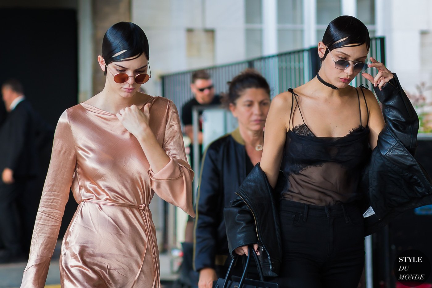 Kendall Jenner and Bella Hadid Street Style Street Fashion Streetsnaps at Givenchy