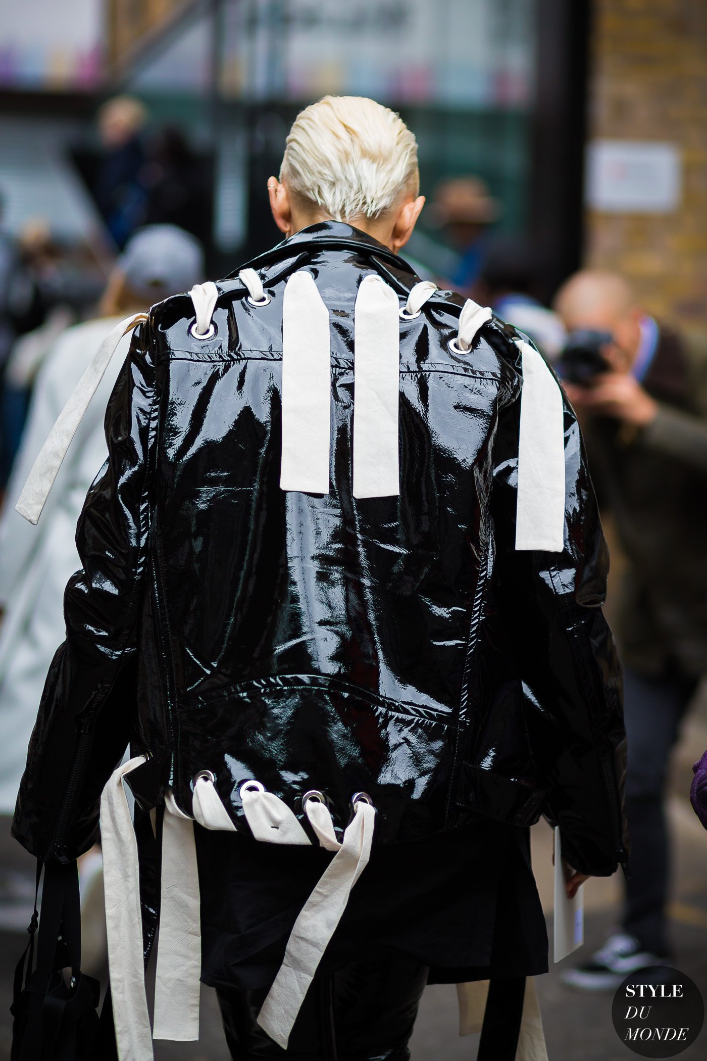 Craig Green Lace-up leather biker jacket by STYLEDUMONDE Street Style Fashion Photography