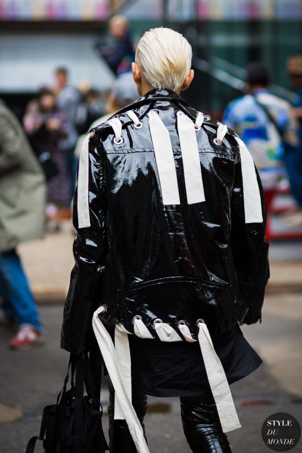 Craig Green Lace-up leather biker jacket by STYLEDUMONDE Street Style Fashion Photography