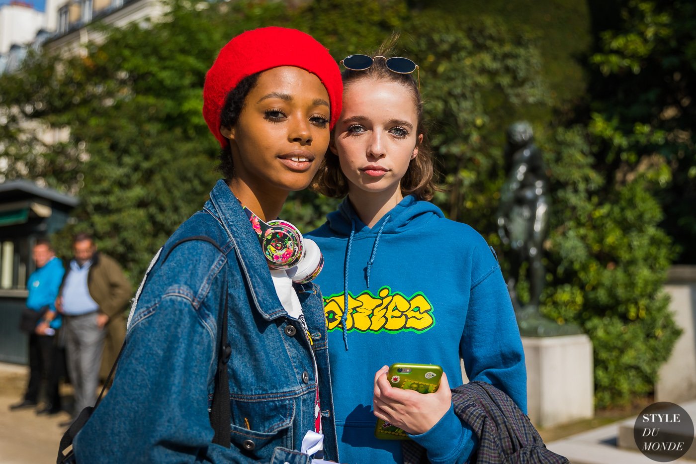 Models Londone Myers and Olivia Forte after the Dior SS18 show