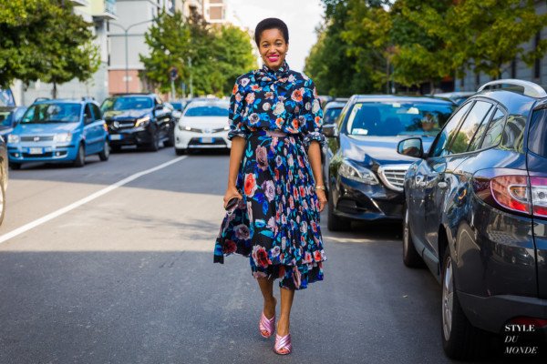 Tamu McPherson arriving at the MSGM show