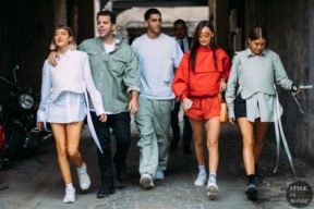 Bella Hadid, Simi & Haze Khadra at Heron Preston SS19